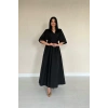 Siyah Pileli Uzun Elbise