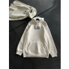 Üç İplik Penye Uzun Kol Kapşonlu Baskılı SweatShirt - Beyaz
