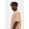 Unisex Baskılı Oversize T-Shirt - Bej
