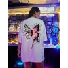 Unisex Baskılı Oversize T-Shirt - Beyaz