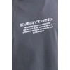 Unisex Bisiklet Yaka Baskılı Oversize T-Shirt - Gri