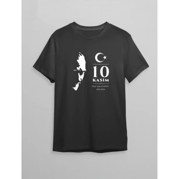 10 Kasım Atatürk Baskılı T-shirt - Siyah