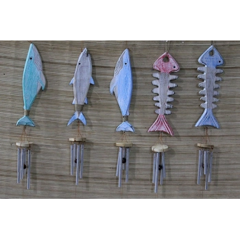 Ahşap Balıklı Metal Çan