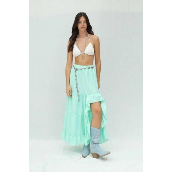 Audrey Fıfrlı Yırtmaç Detay Etek 4037