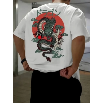 Baskılı Oversize Bisiklet Yaka T-shirt - Beyaz