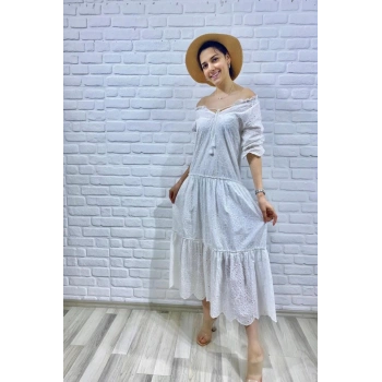 Beyaz Dantelli New Elbise