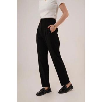 Çift Pens Detaylı Siyah Pantolon