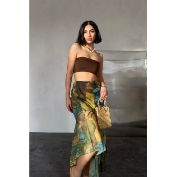 Desenli Baskılı Lastikli Etek