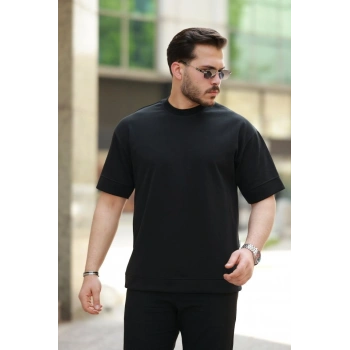 Erkek Basic Oversize Double Face Kumaş Kısa Kollu Tshirt