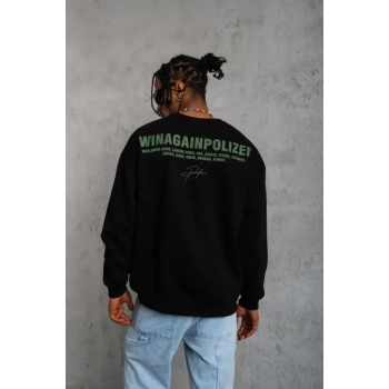 Erkek Baskılı Sweat - Siyah