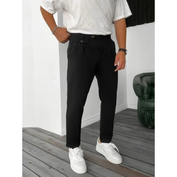 Erkek Belden Düğmeli Cepli Dokuma Pantolon