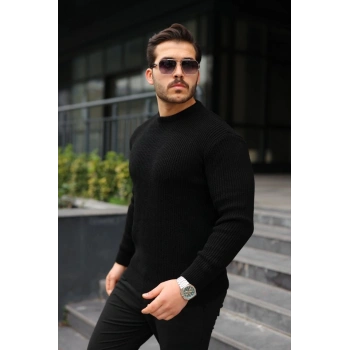 Erkek Bisiklet Yaka Örme Kazak