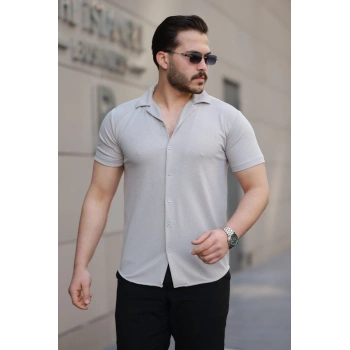 Erkek Kısa Kollu örme Kumaş Pamuklu Gömlek