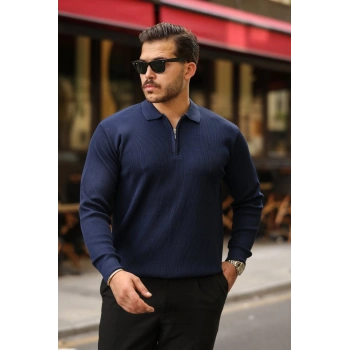 Erkek Selanik örme Yakalı Uzun Kollu Triko