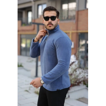 Erkek Zip Yaka Beli Lastikli Polar