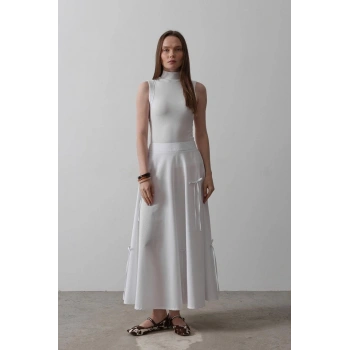 Fiyonk Kloş Etek - Beyaz