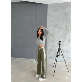 GABARDİN PALAZZO PANTOLON - Haki