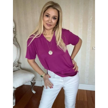 Kadın Kısa Kollu V Yaka Bluz