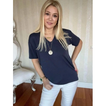 Kadın Kısa Kollu V Yaka Bluz