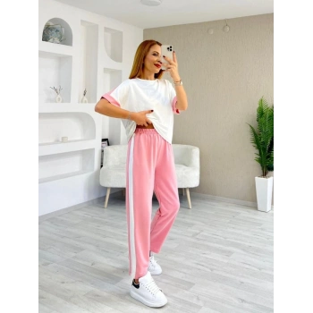 Kadın Modal Dokulu Kumaş Yanı şeritli Takım