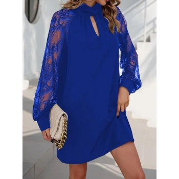 Kadın Uzun Kollu Damla Detaylı Sandy Mini Elbise