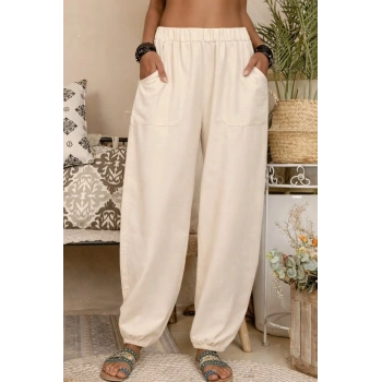 Kadın Yüksek Bel Cep Detaylı Pantolon