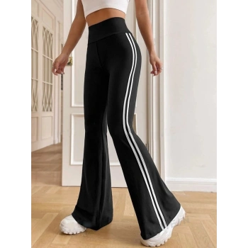 Kadın Yüksek Bel şerit Detaylı Ispanyol Paçalı Dalgıç Pantolon