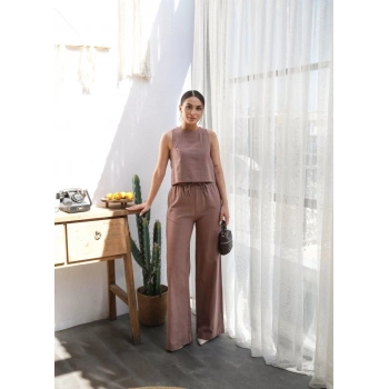 Keten Bluz Ve Pantolon İki̇li̇ Takim