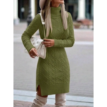 Loren Yünlü Motifli Midi Boy Triko Elbise