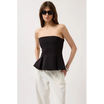 Pileli Straplez Bluz