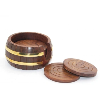 Pirinç Yuvarlak Ahşap Bardak Altı