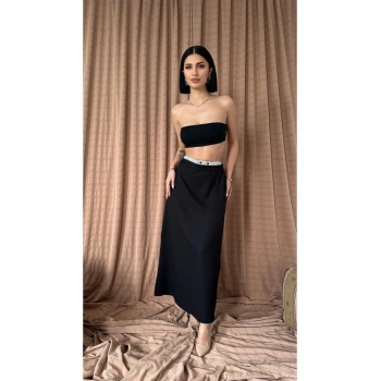 Siyah Beli Lastikli Etek