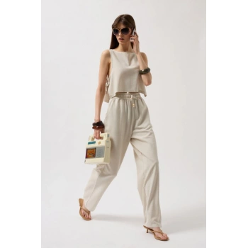 Yandan Bağlamalı Crop Bluz