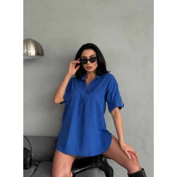 Yırtmaç Detaylı Tunik Gömlek