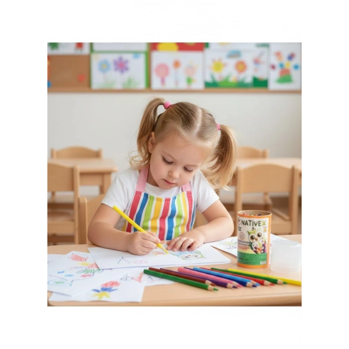 Nativex YENİ Jumbo Üçgen 12+1 Boya Kalemi plastik kutu