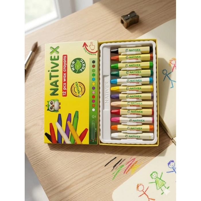 Nativex Yeni Wax Crayon Pastel Boya 12li