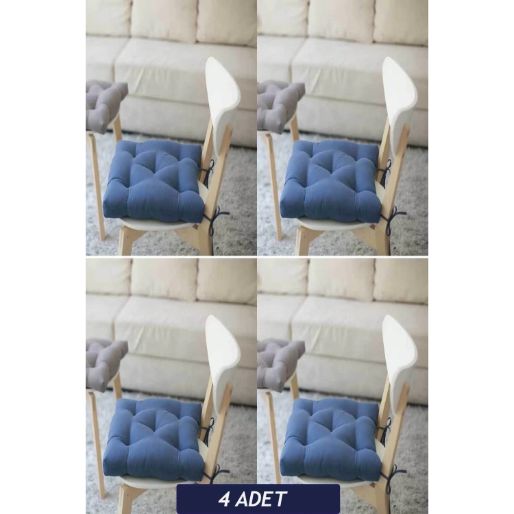 4lü Pofuduk Kare Sandalye Minderi 40 x 40 cm Fazla Dolgulu