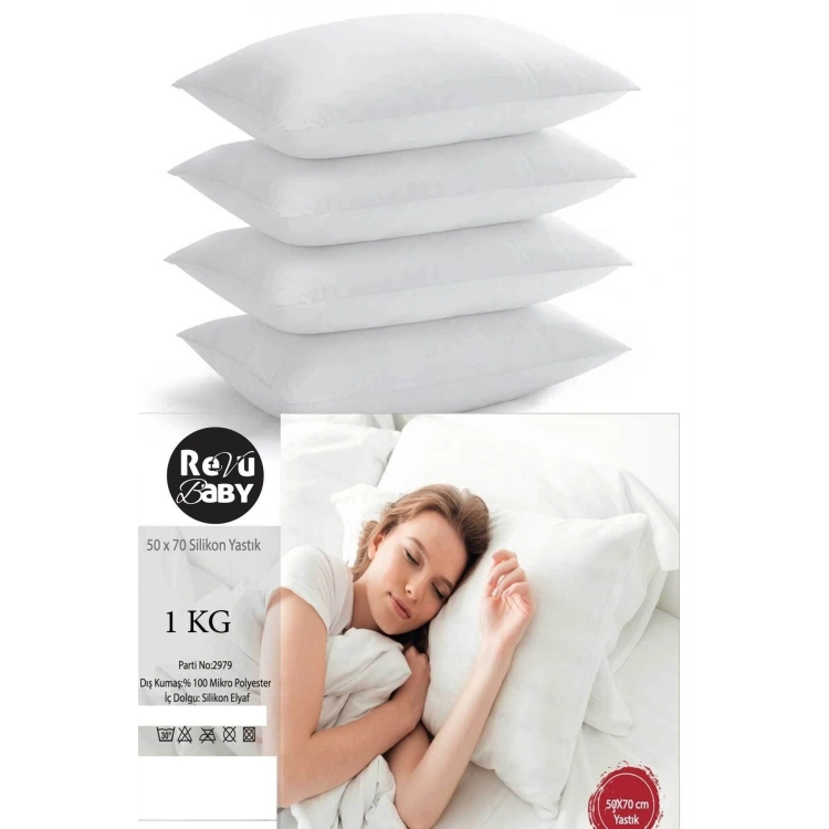 50x70 Silikon Yastık Aile Yastığı Microfiber Antialerjik 950gr 4 Adet