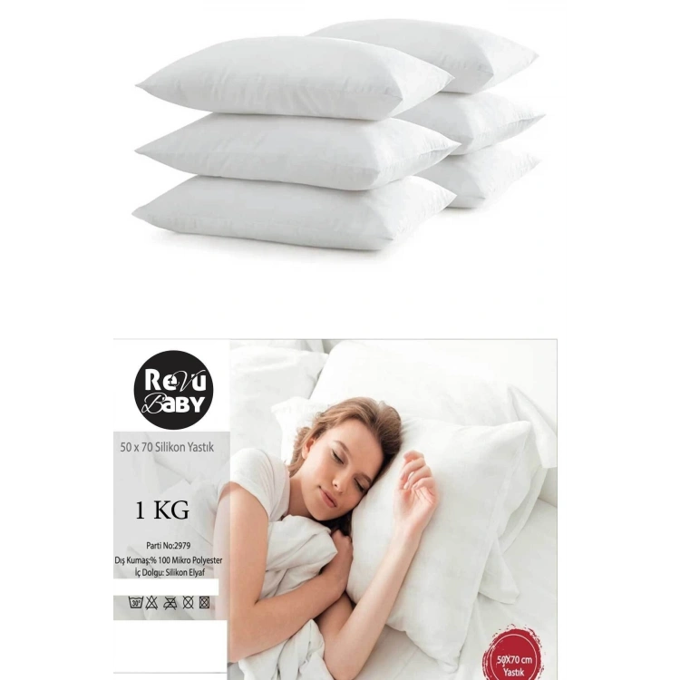 50x70 Silikon Yastık Aile Yastığı Microfiber Antialerjik 950gr 6 Adet