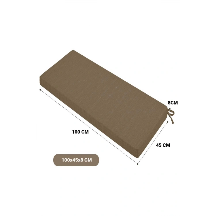 Çoton Kumaş Uzun Koltuk Minderi Iç Ve Dış Mekan Güneş Dayanıklı Bank & Sandalye Minderi100-45-8 Cm Kahverengi
