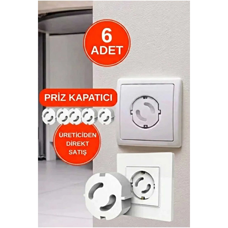6 adet Priz Kapağı, Priz Koruyucu, Priz Kapatıcı Priz Kliti