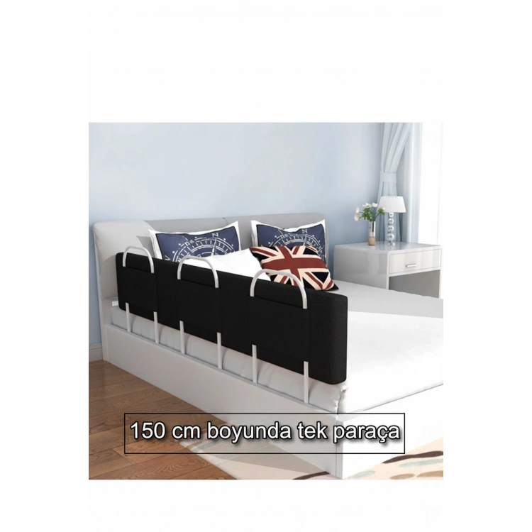 PRO Yumuşak Bebek Güvenlik Yatak Bariyeri Yatak Korkuluğu 150 Cm Tek Parça SİYAH