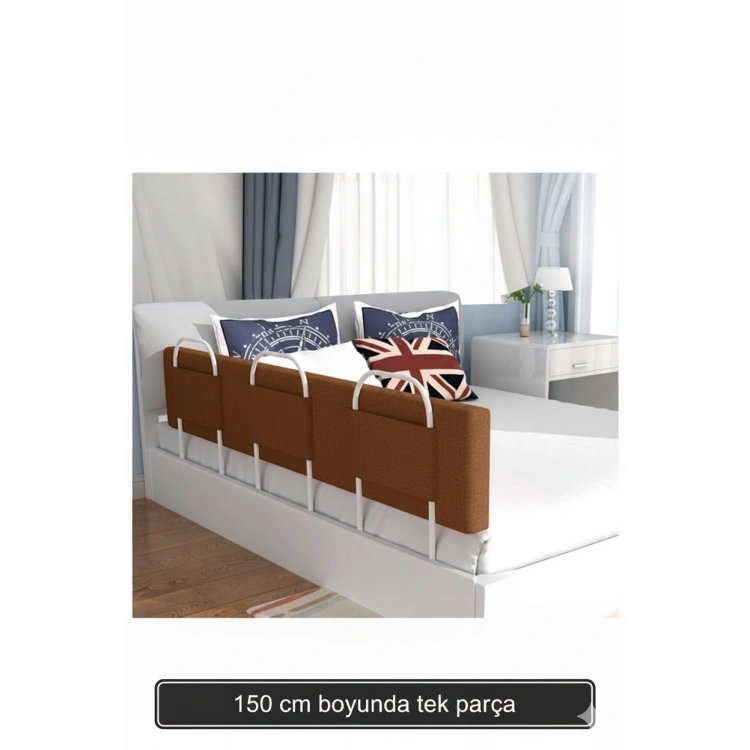 PRO Yumuşak Bebek Güvenlik Yatak Bariyeri Yatak Korkuluğu 150 Cm Tek Parça KAHVE