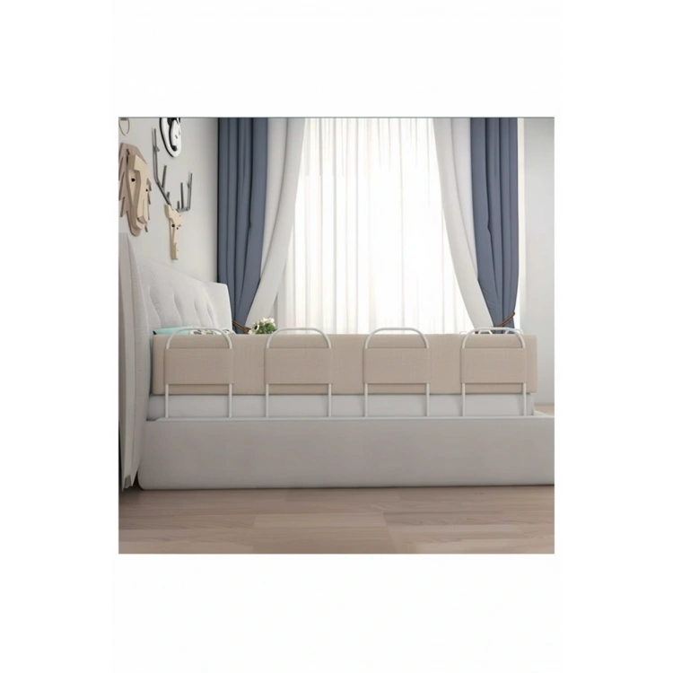 PRO Yumuşak Bebek Güvenlik Yatak Bariyeri Yatak Korkuluğu 200 Cm Tek Parça BEJ
