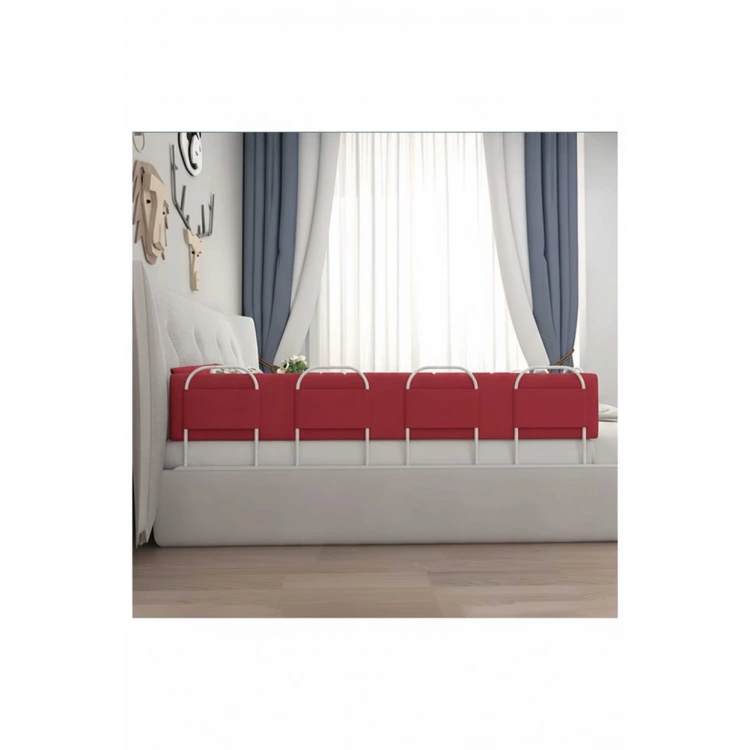 PRO Yumuşak Bebek Güvenlik Yatak Bariyeri Yatak Korkuluğu 200 Cm Tek Parça KIRMIZI