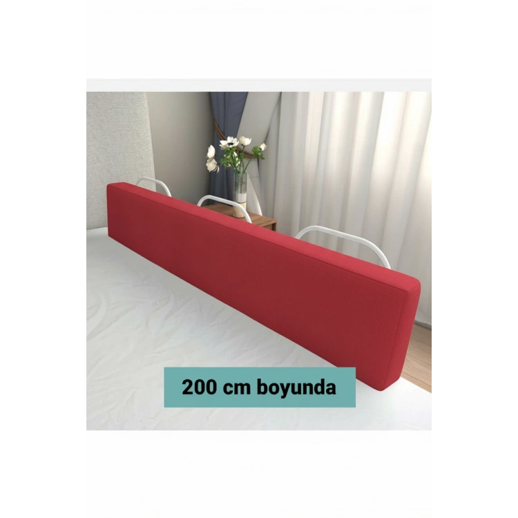 PRO Yumuşak Bebek Güvenlik Yatak Bariyeri Yatak Korkuluğu 200 Cm Tek Parça KIRMIZI