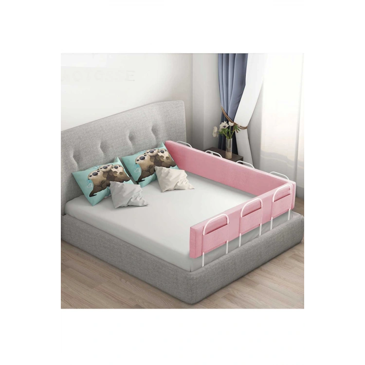PRO Yumuşak Bebek Güvenlik Yatak Bariyeri Yatak Korkuluğu 200 Cm Tek Parça PEMBE