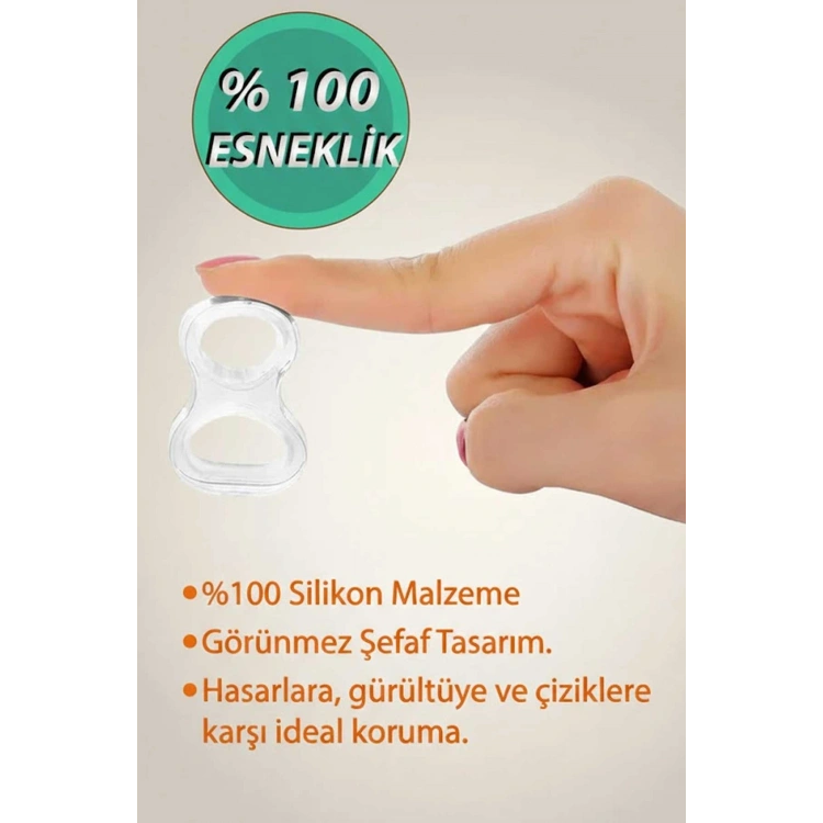 Silikon Kapı Stoperi 4lü Duvar Koruma Aparatı Çarpma Önleyici Elastik Kapı Kolu Stoperi