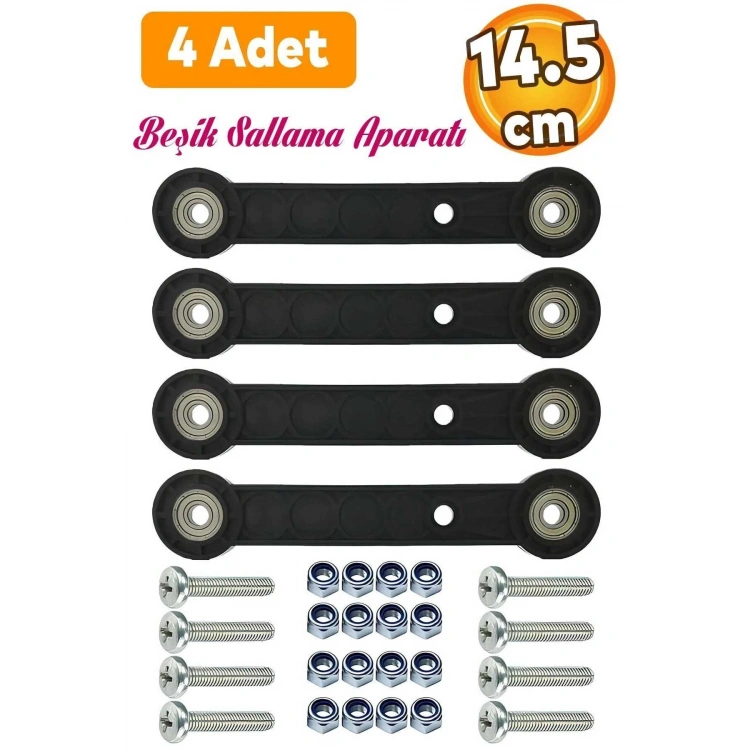 Beşik Sallama Çocuk Bebek Beşiği Aparatı Seti Siyah Iki Delik Arası 14,5 Cm