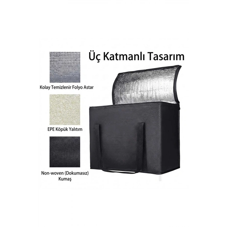 Termal Isı Yalıtımlı Termos Çanta 30L Büyük Boy  Katlanabilir Soğutucu ve Sıcak Piknik Çantası